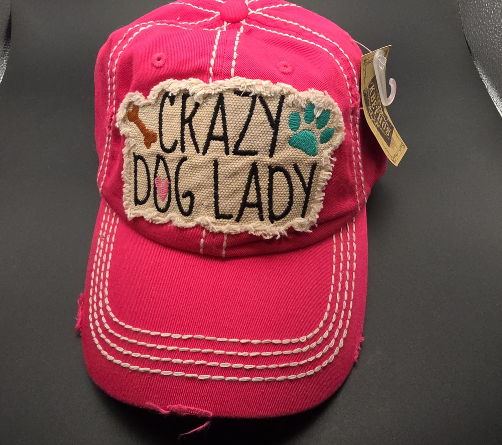 KBETHOS Hot Pink 'Crazy Dog Lady' Embroidered Patch Baseball Cap